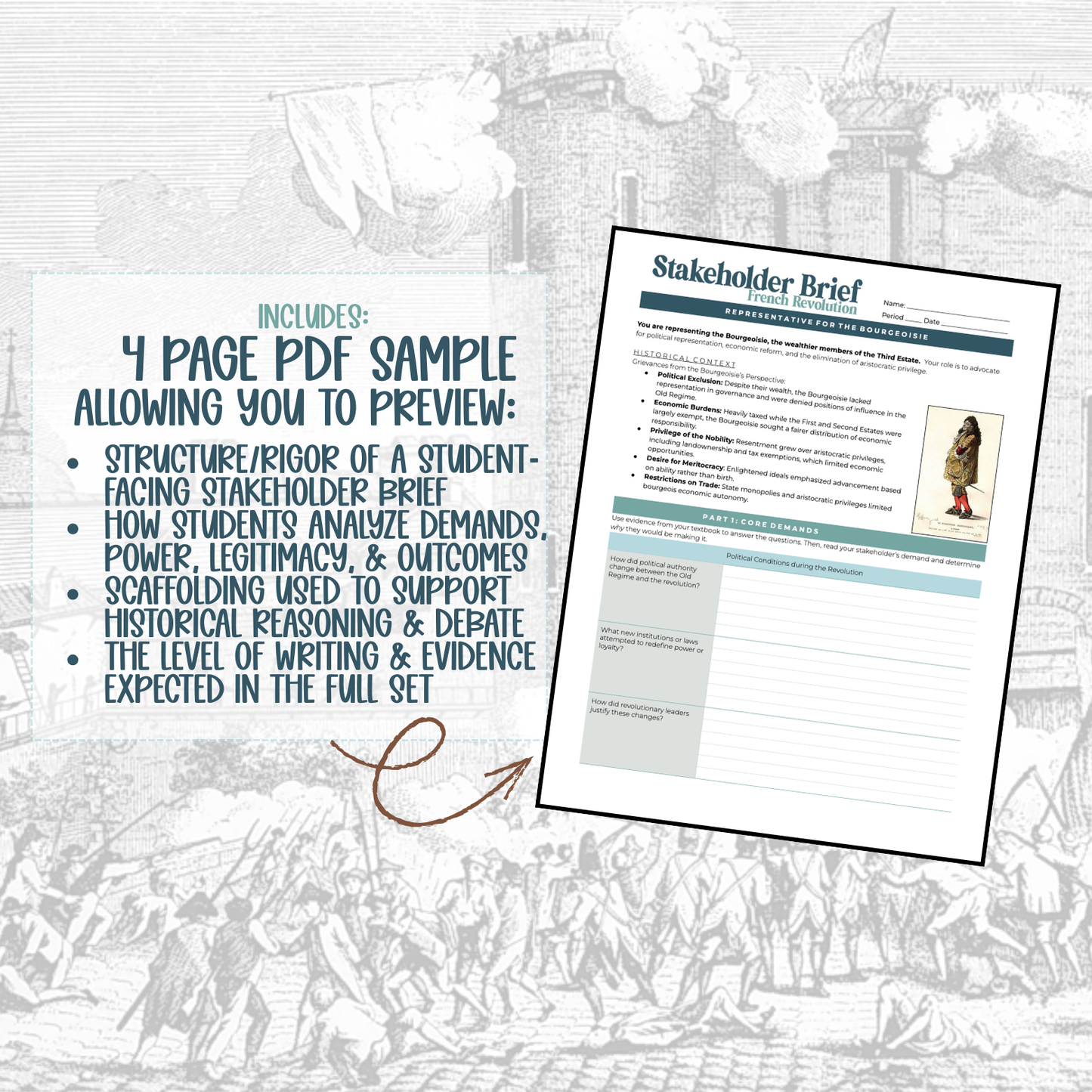 Revolutionary Congress: French Revolution Stakeholder Brief — Bourgeoisie (FREE)